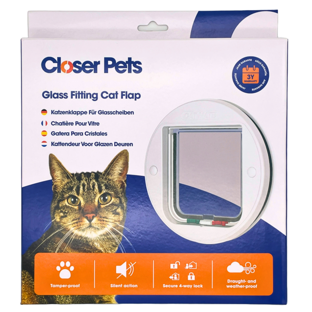 Closer Pets 4 Way Locking Glass Fitting Cat Door, closer pet cat door, door for cats, Pet Essentials Warehouse