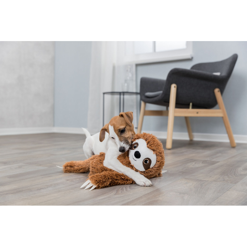 Dog Playing with Trixie sloth dog toy, Toys for dogs, Plush dog toys, Pet City