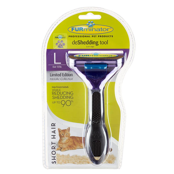 Furminator Cat deShedding Metallic Tool purple, Furminator tool for cats, pet essentials warehouse