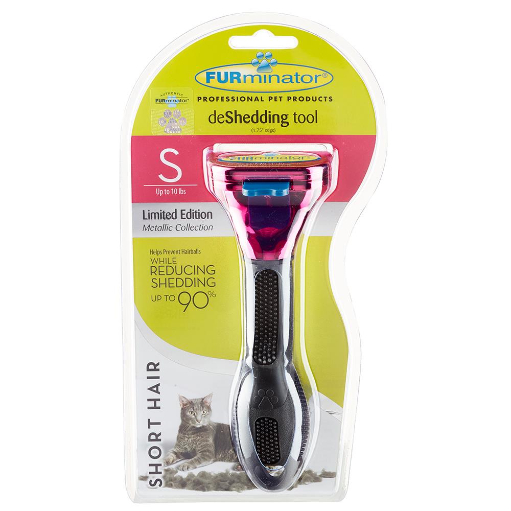 Furminator Cat Deshedding Short Hair Metallic Pink Small, Pet Essentials Warehouse