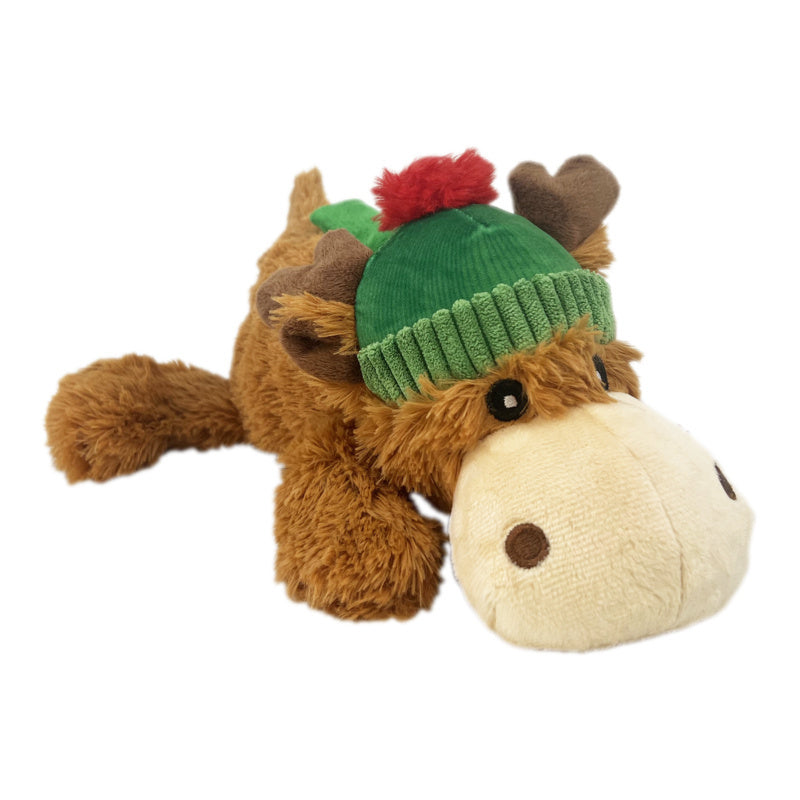 Kong Christmas Holiday Snuggle Reindeer Plush with hat, pet essentials warehouse,