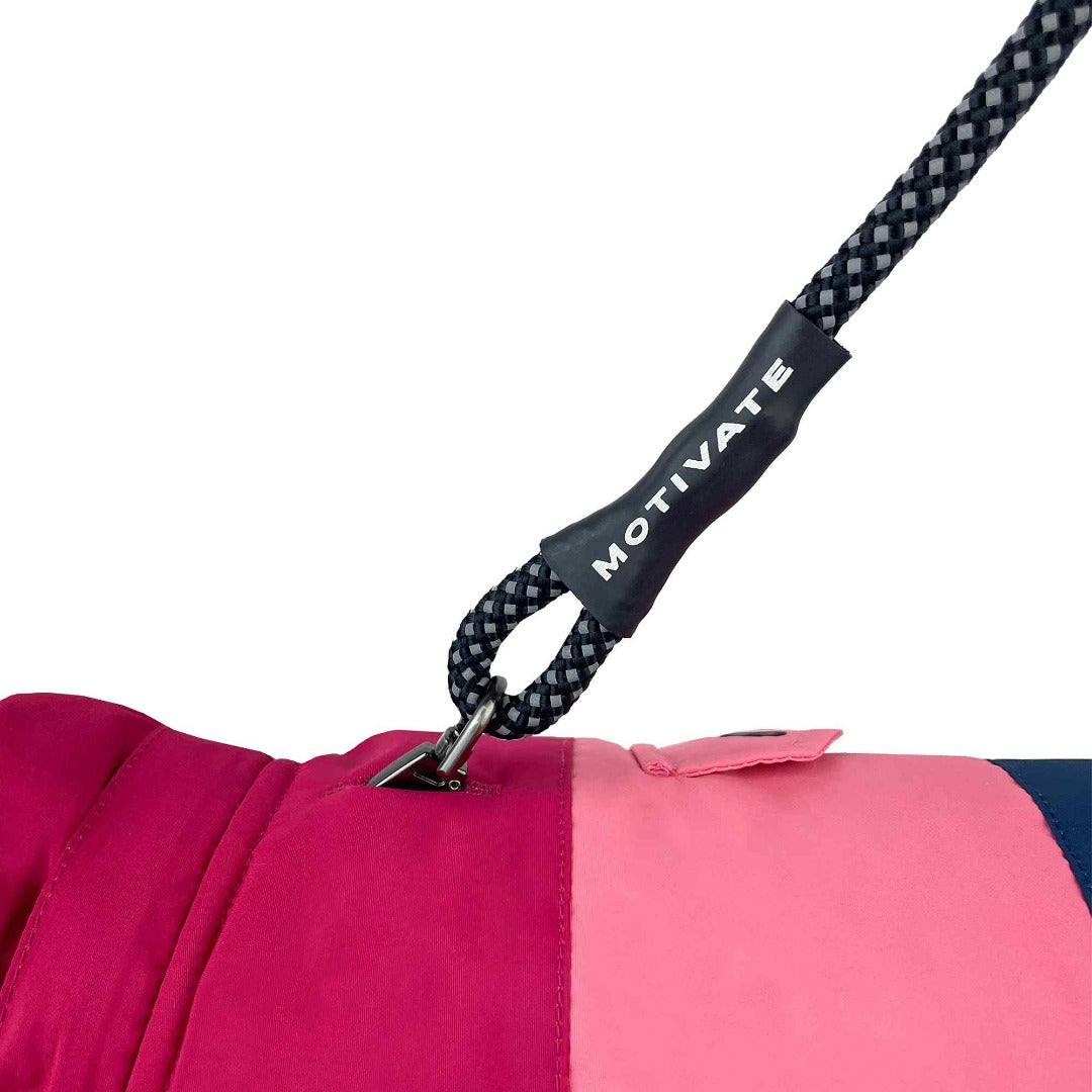 Huskimo Snow Parka Hot Pink Dog Coat, Lead Hook for huskimo jackets, Pet Essentials Warehouse