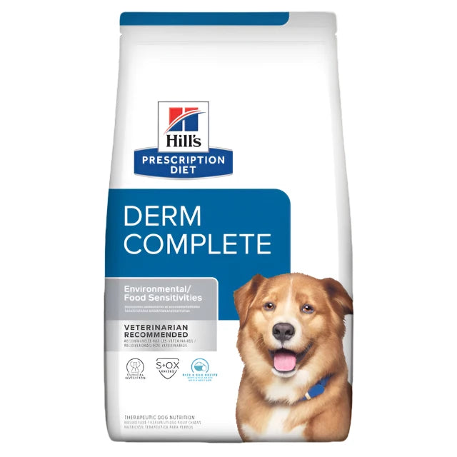 Hill's Prescription Diet Derm Complete Environmental / Food Sensitivities Dry Dog Food, Derma care dog food, Environmental sensitivities dog food, Food sensitivities, Pet Essentials Warehouse 