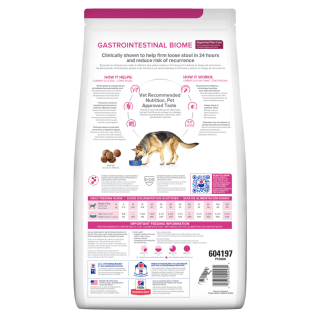 Hill's Prescription Diet Gastrointestinal Biome Digestive Fibre Care Dry Dog Food, Barcode, dog food, food for dogs, Gastro dog food, Pet Essentials Warehouse