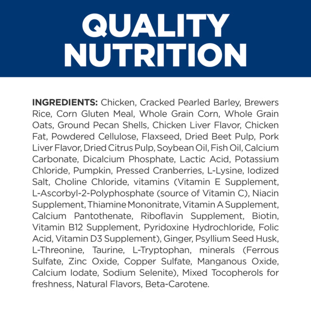 Hill's Prescription Diet Gastrointestinal Biome Digestive Fibre Care Dry Dog Food Ingredient list, Quality Nutrition, Pet Essentials Warehouse  