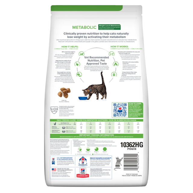 Hill's Prescription Diet Metabolic Weight Loss & Maintenance Dry Cat Food, Barcode, Pet Essentials Warehouse