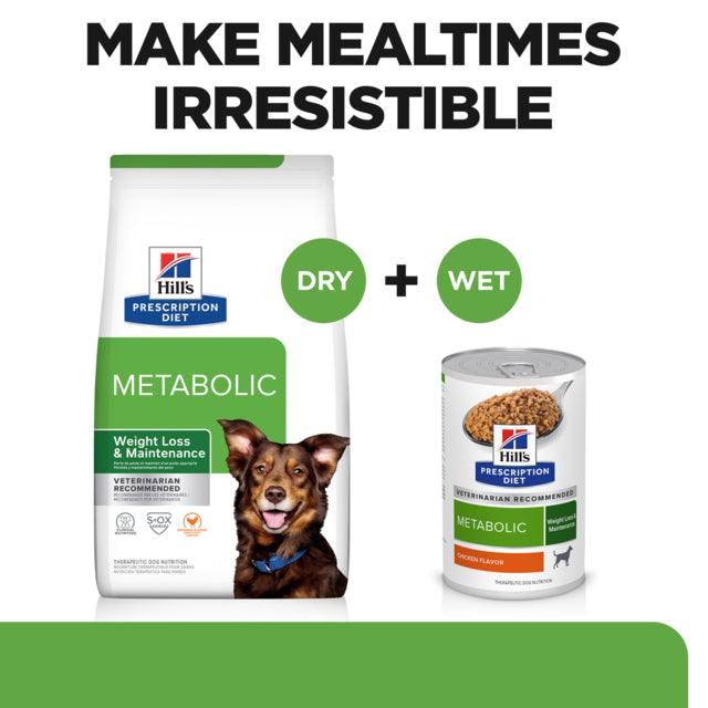 Hill's Prescription Diet Metabolic Weight Loss & Maintenance Dry Dog Food, Wet and dry dog food, Metabolic dog food, Pet Essentials Warehouse