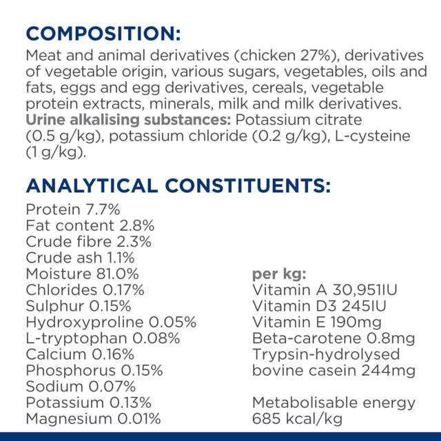 Hill's Prescription Diet c/d Urinary Stress + Metabolic Wet Cat Food composition, pet Essentials Warehouse