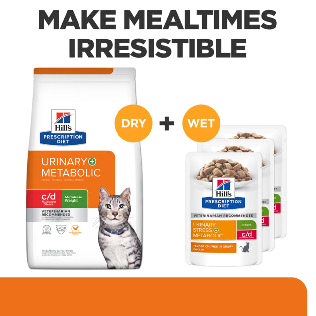Hill's Prescription Diet c/d Urinary Stress + Metabolic Wet and dry food,  Mixed feeding for cats ,Pet Essentials Warehouse