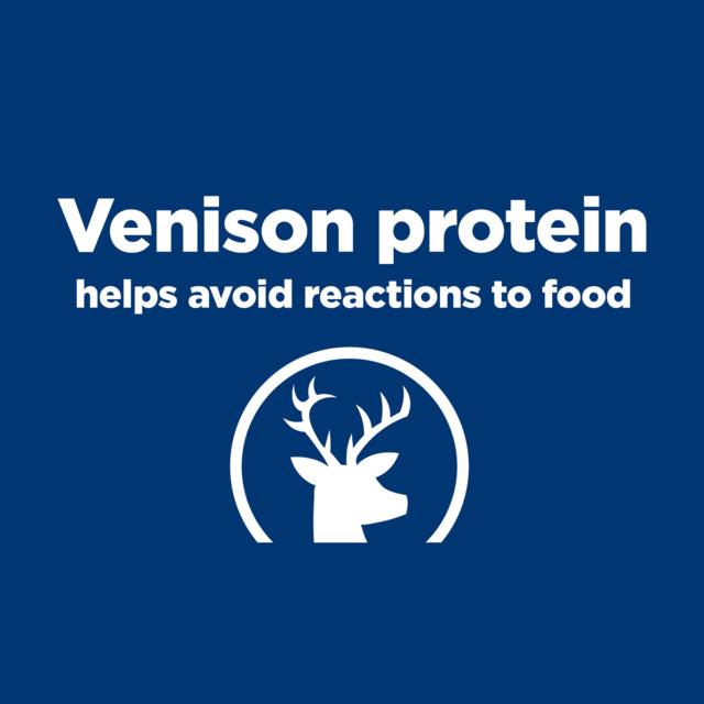 Hill's Prescription Diet d/d Food Sensitivities Dry Dog Food, venison poster, Venison dog food, Pet Essentials Warehouse