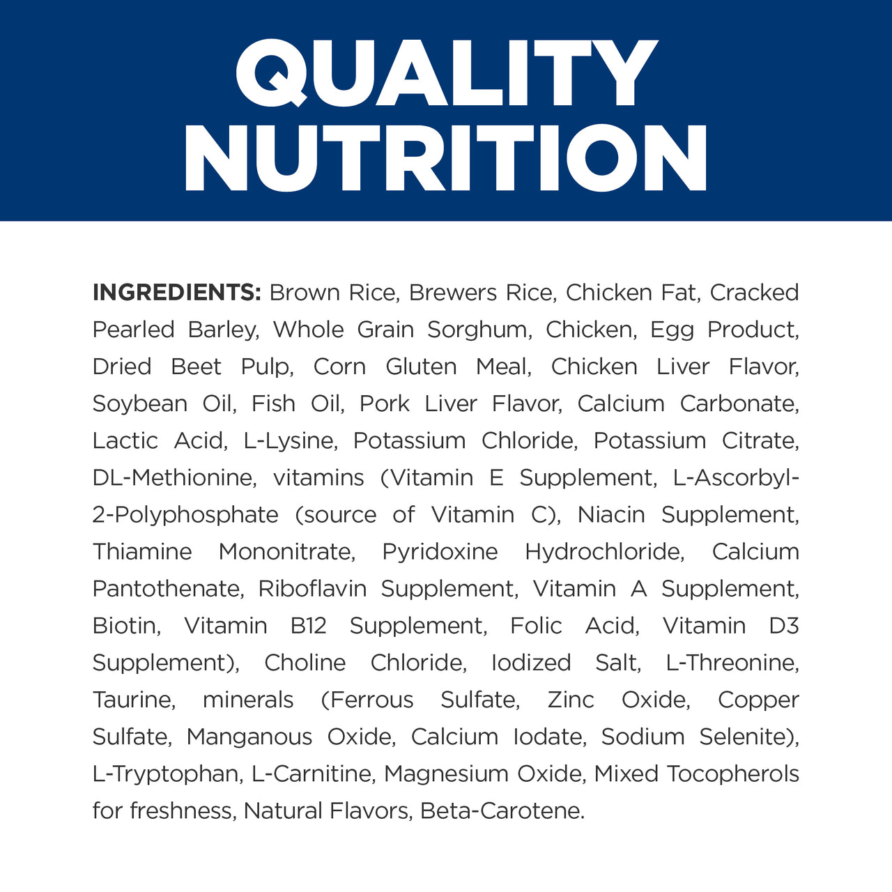 Hill's Prescription Diet k/d Kidney Care Dry Dog Food 3.85 Ingredients listing
