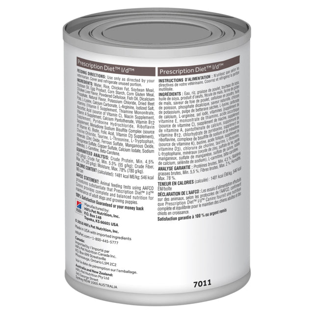 Hill's Prescription Diet l/d Liver Care Wet Dog Food Back of can, Can hills food, food for dogs, Liver care dog food, Barcode, Pet Essentials Warehouse
