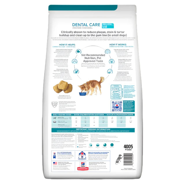 Hill's Prescription Diet t/d Small Bites Dental Care Dry Dog Food, Small bites for dogs, Dental Kibble for small dogs, Pet Essentials Warehouse