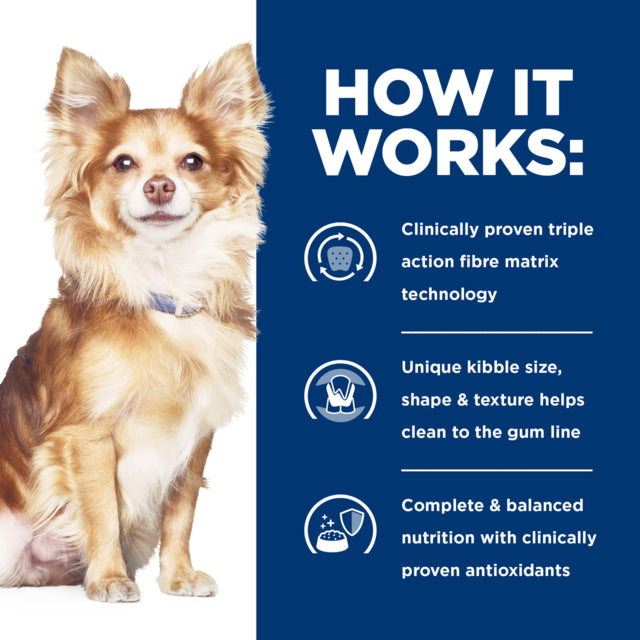 Hill's Prescription Diet t/d Small Bites Dental Care Dry Dog Food How it works, Complete and balanced dog food, Pet Essentials Warehouse