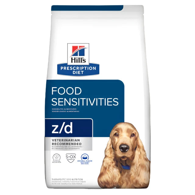 Hill's Prescription Diet z/d Food Sensitivities Dry Dog Food, Food Sensitivity dog food, food for dogs with sensitivities, Z/D for dogs, Pet Essentials Warehouse
  