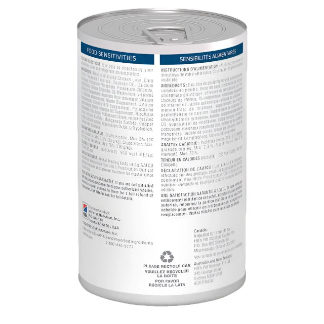 Hill's Prescription Diet z/d Food Sensitivities Wet Dog Food, Sensitive dog food, Z/D wet dog food, Pet Essentials Warehouse 
