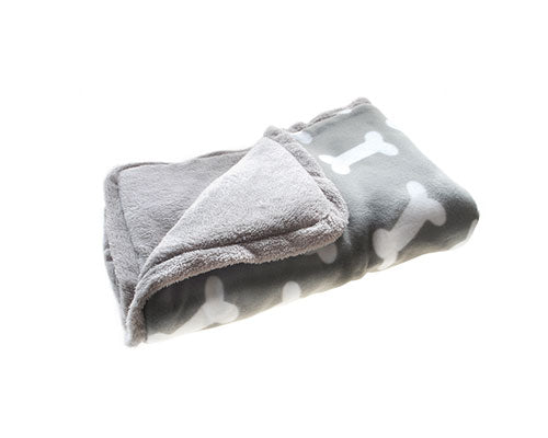 It's Bed Time Bone Design Pet Blanket, puppy blanket, grey bone design blanket for pets, pet essentials warehouse