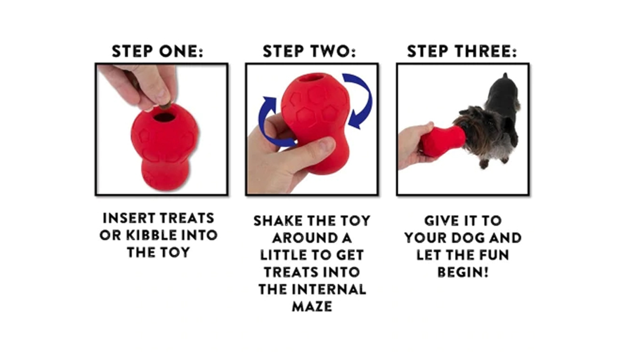 JW Tumble Teez how to use, dog licking jw tumble toy, pet essentials warehouse