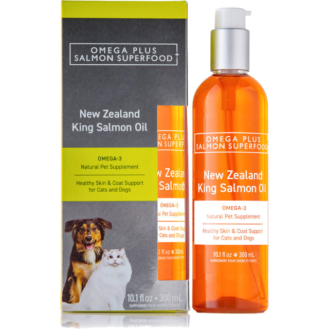 Omega Plus King Salmon Oil 300ml bottle, salmon oil for dogs and cas, pet essentials warehouse