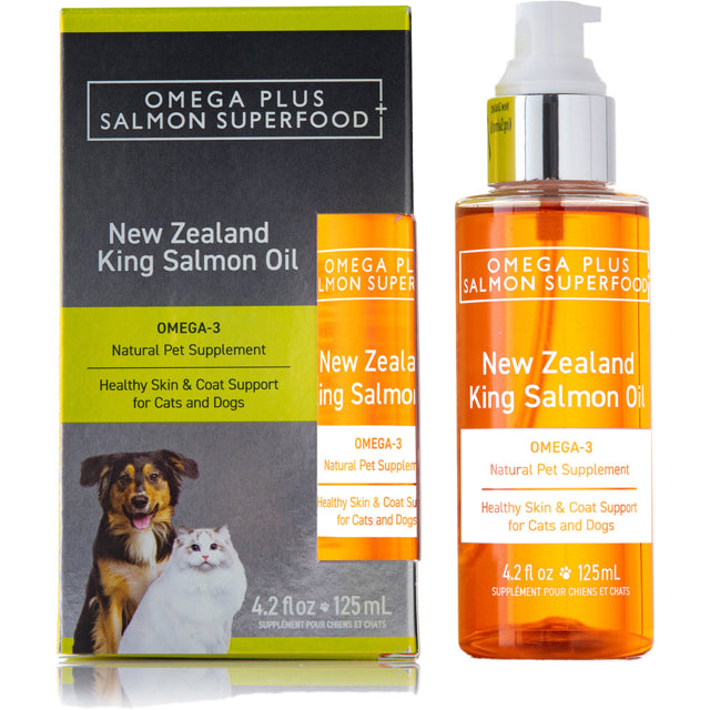 Omega Plus King Salmon Oil 125ml bottle, omega plus nz salmon oil for dogs, pet essentials warehouse