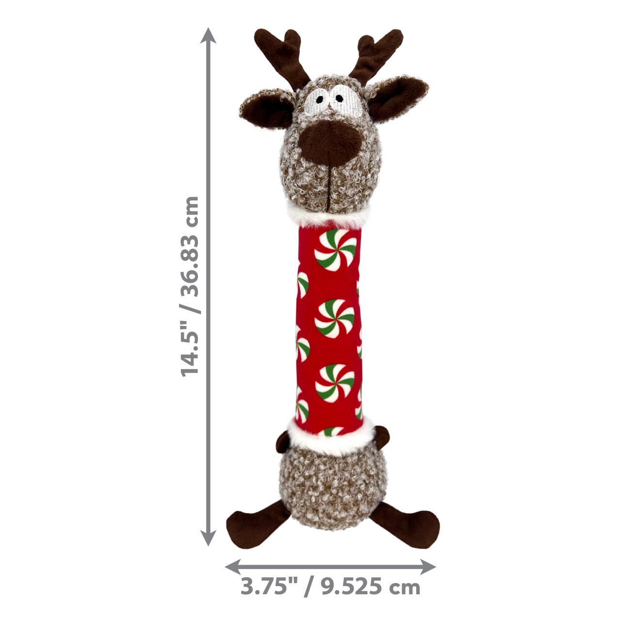 Kong Christmas Holiday Shakers Luvs Reindeer Dog Toy size guide, pet essentials warehouse