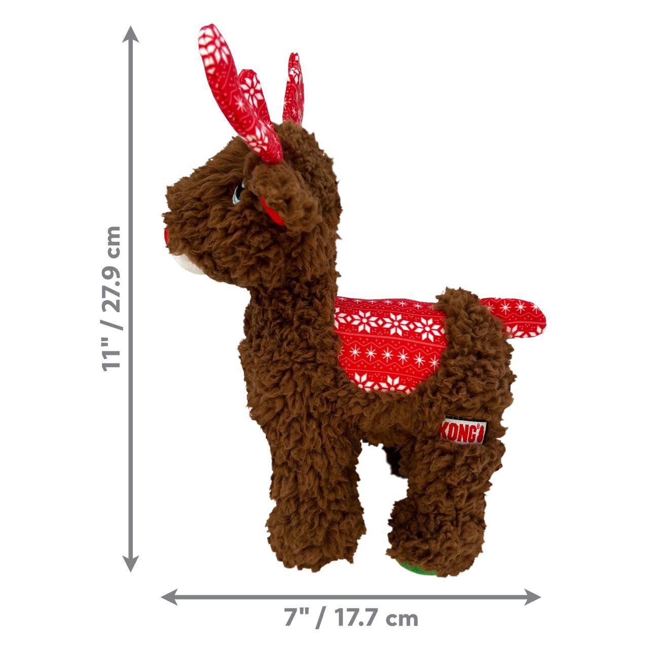 Kong Christmas Holiday Sherps Reindeer Dog Toy size guide, pet essentials warehouse