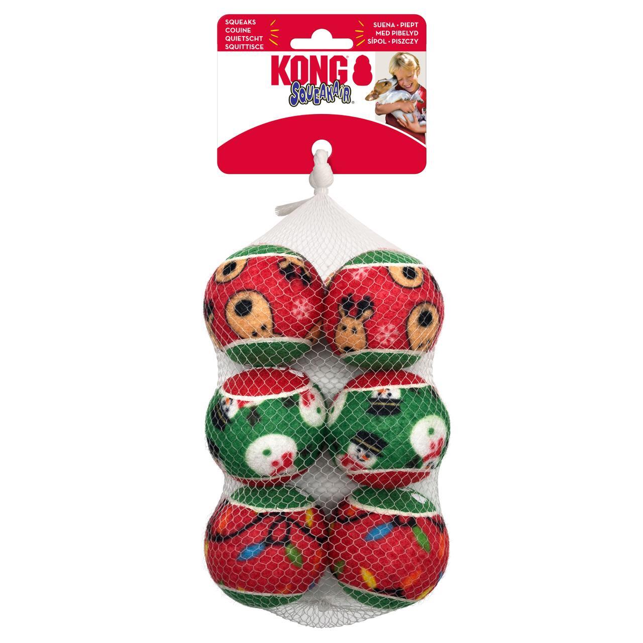 Kong Christmas Holiday Squeak Air Ball Fetch 6 Pack, Pet Essentials Warehouse