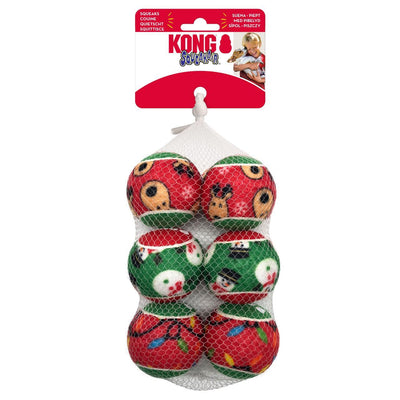 Kong Christmas Holiday Squeak Air Ball Fetch 6 Pack, Kong,  Fetch Toys,  Pet Essentials Warehouse.