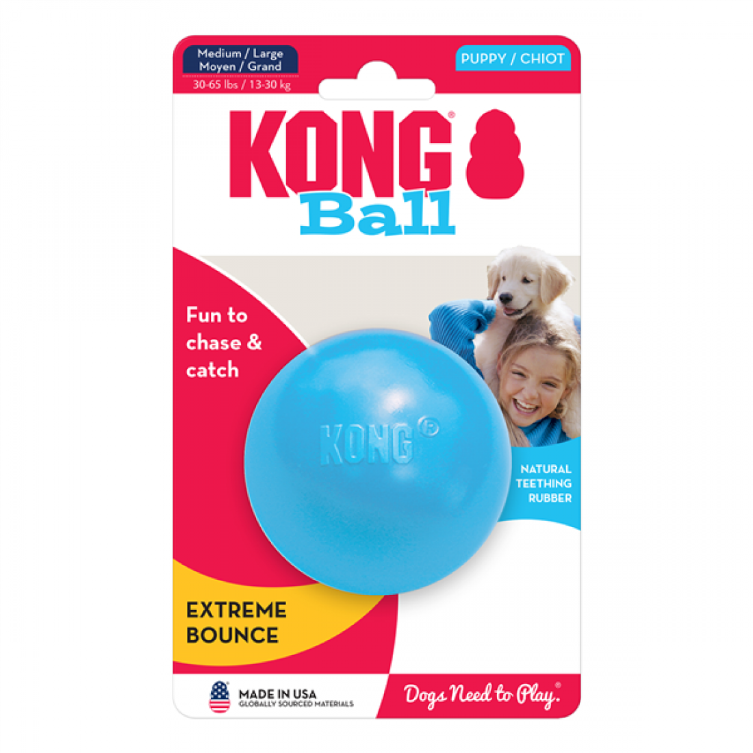 Kong Puppy Ball Dog Toy, Blue kongs ball, toy for puppies, fetch toys for dogs, Pet Essentials Warehouse