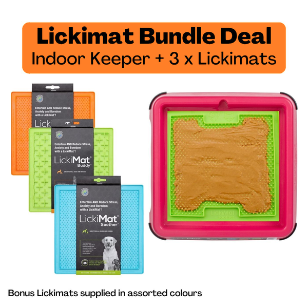 Lickimat Indoor Keeper Christmas Bundle Pink, slow feeding bowls, pet essentials warehouse