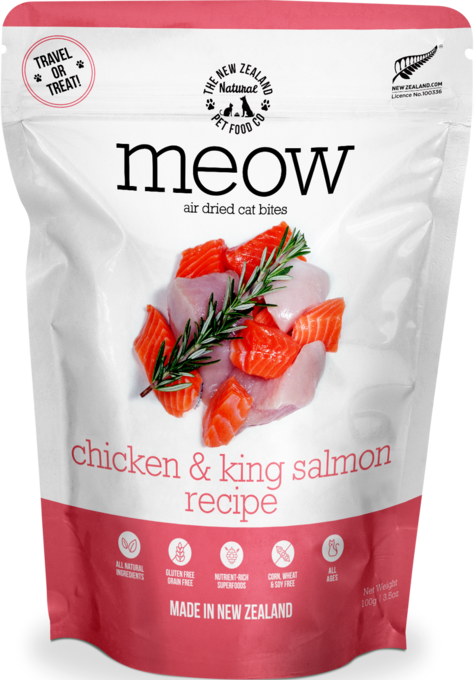 Meow Air Dried Chicken & Salmon Cat Treat, cat treats, treats for cats, pet essentials