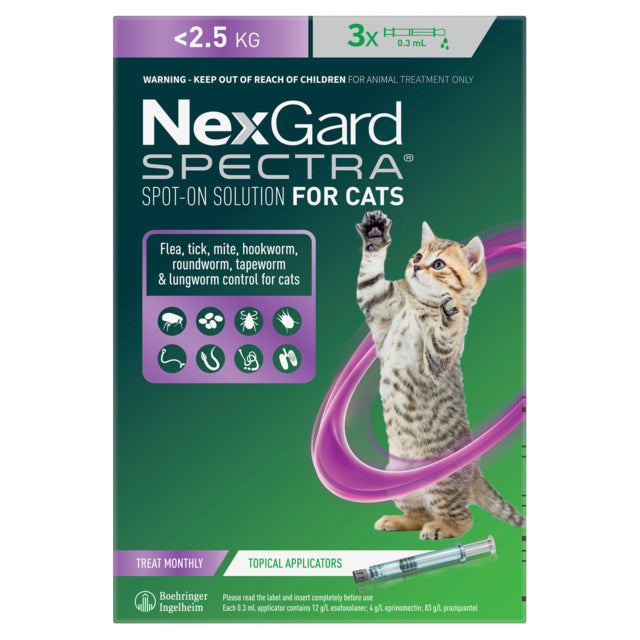 NexGard Spectra Flea & Worm Treatment for Kittens and small cats, Flea and worm for cats, Pet Essentials Warehouse