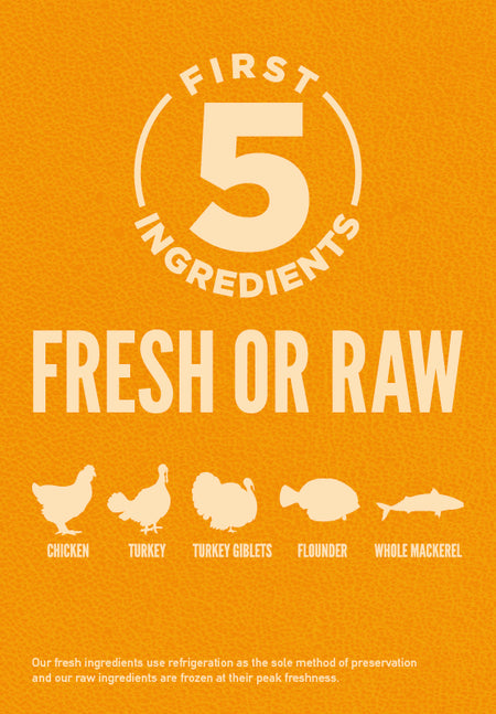 Orijen Dry Puppy Dry Dog Food, First 5 ingredients poster, Pet Essentials Warehouse