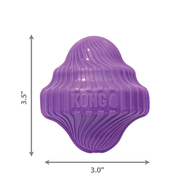 Kong Squeezz Orbitz Spin Top Squeaker Dog Toy purple with measurement, Pet Essentials Warehouse