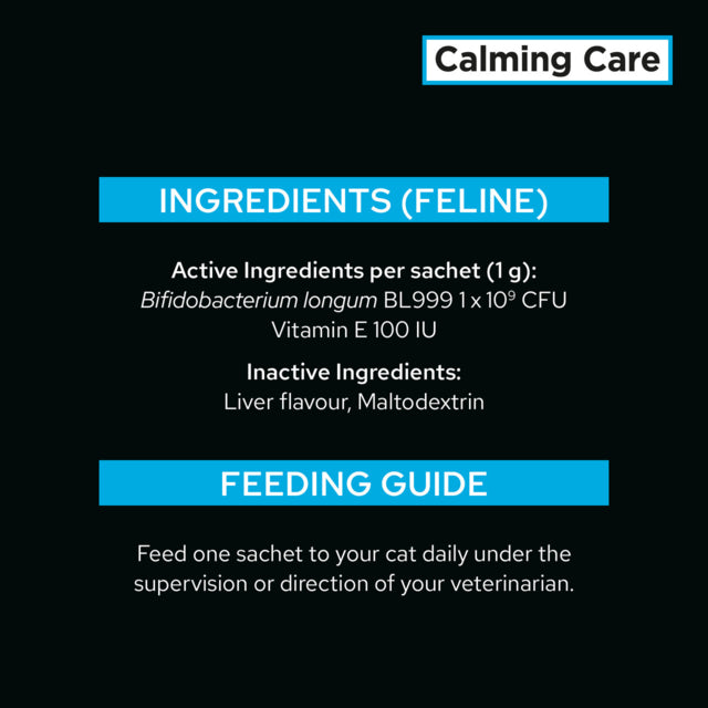 PRO PLAN Veterinary Diet Calming Care Feline Probiotic Supplement, Ingredient list, Pet Essential Warehouse