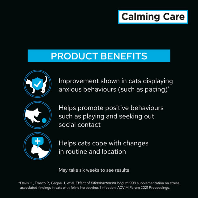 PRO PLAN Veterinary Diet Calming Care Feline Probiotic Supplement Product Benefits, Proplam for cats, Calming for cats, pet Essentials Warehouse