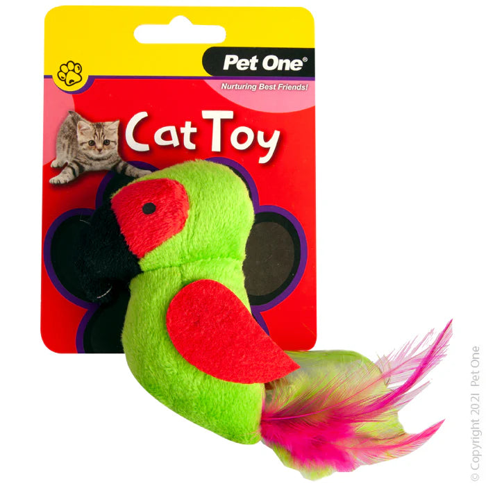 Pet One Cat Toy Plush Parrot Green, Parrot toy for cats, plush cat toys, Pet Essentials Warehouse