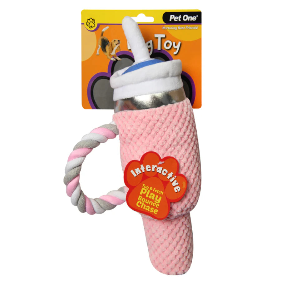 Pet One Plush Bottle With Straw Dog Toy, dog toys, toys for dogs, pet essentials warehouse