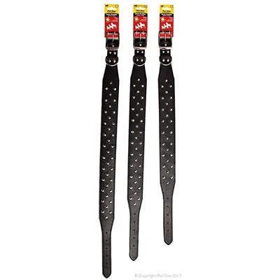 Pet One Three Row Studded Dog Collar Black Dog Collar, collars for dogs, dog collars, pet essentials warehouse
