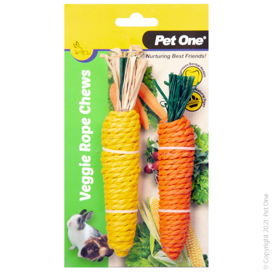 Pet One Veggie Rope Carrot & Corn - Small Animals Chew Toys