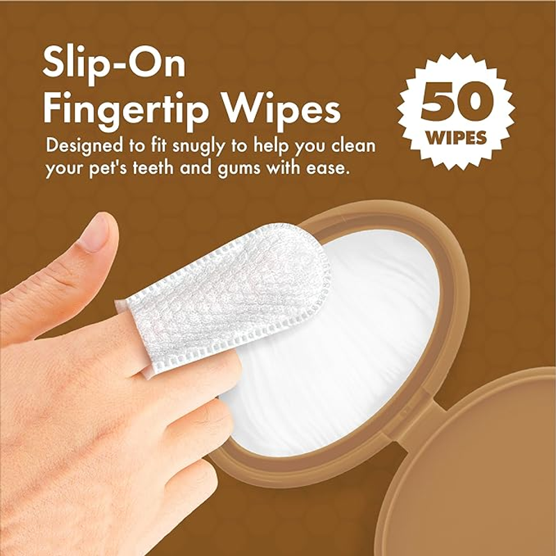 Petkin Fingertip tooth wipes Peanut Butter;, Slip on Toothbrush, Pet Essentials Warehouse 