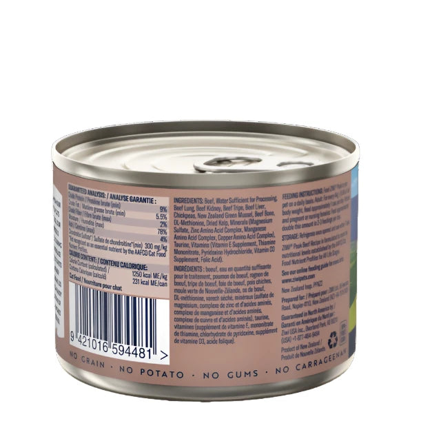 Ziwi Peak Beef Wet Cat Food, Cat wet food, all breeds and life stages, Beef cat wet fod, Newzealand made cat food, Pet Essentials Warehouse