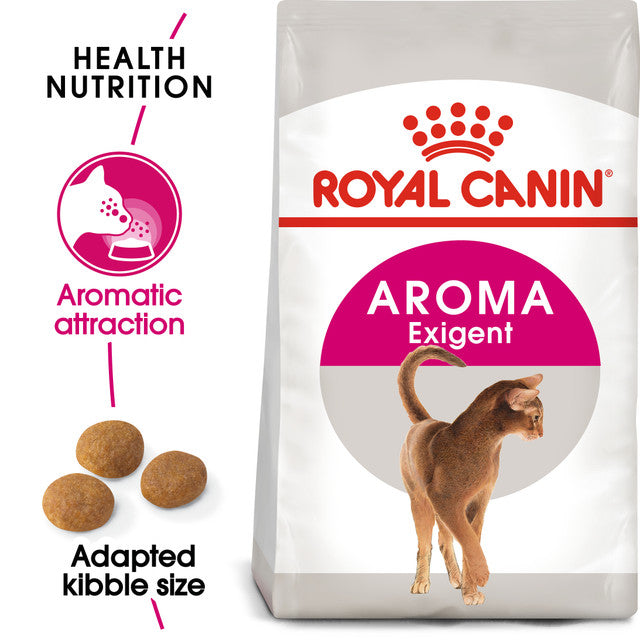 Royal Canin Exigent Aroma kibble size poster, pet essentials warehouse, royal canin cat