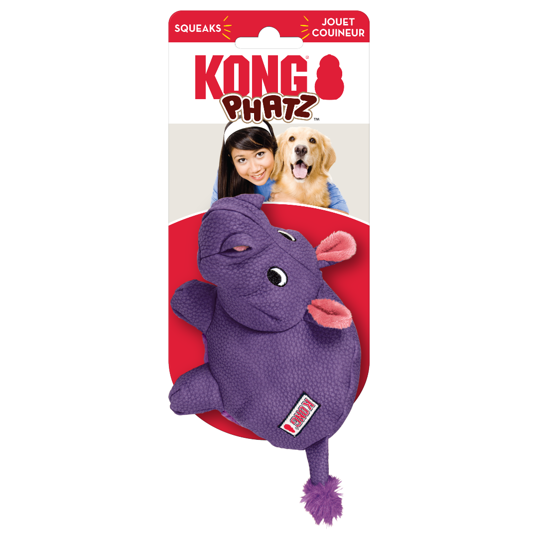 Kong Phatz Hippo purple Dog Toy, Pet Essentials Warehouse
