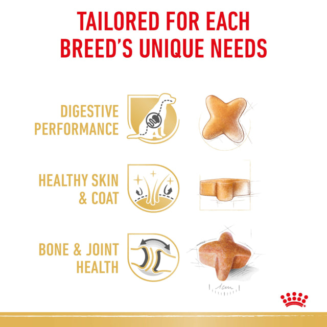 Royal Canin German Shepherd Adult Dry Food biscuit shape, pet essentials warehouse
