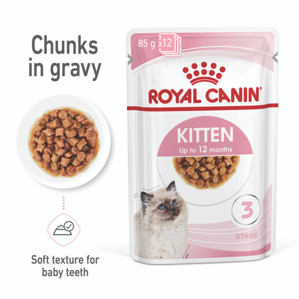 Royal Canin Instinctive Kitten Chunks in Gravy, Kitten Food, Gravy Kitten Food, Royal Canin Kitten, Stage 3 Kitten wet food, Pet Essentials Warehouse