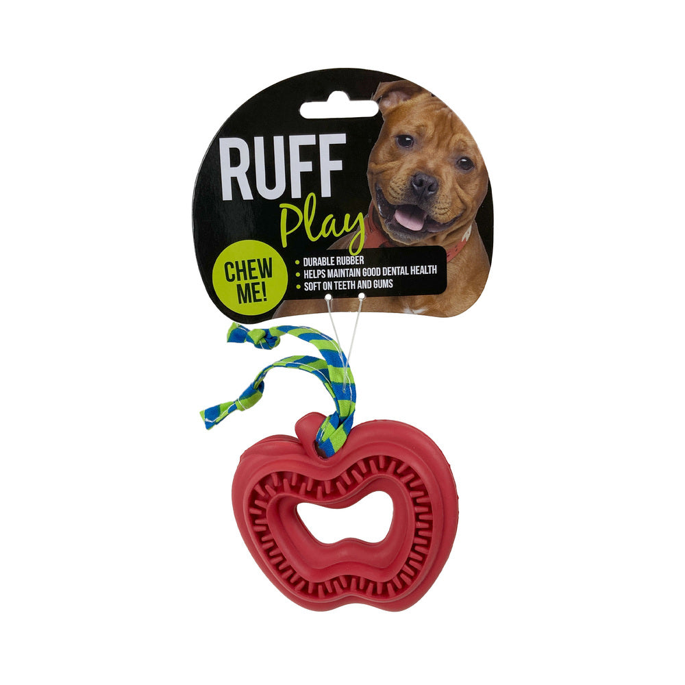 Play Ruff Dog Ruff Play Rubber Dental Apple Dog Toy - Pet Essentials Warehouse