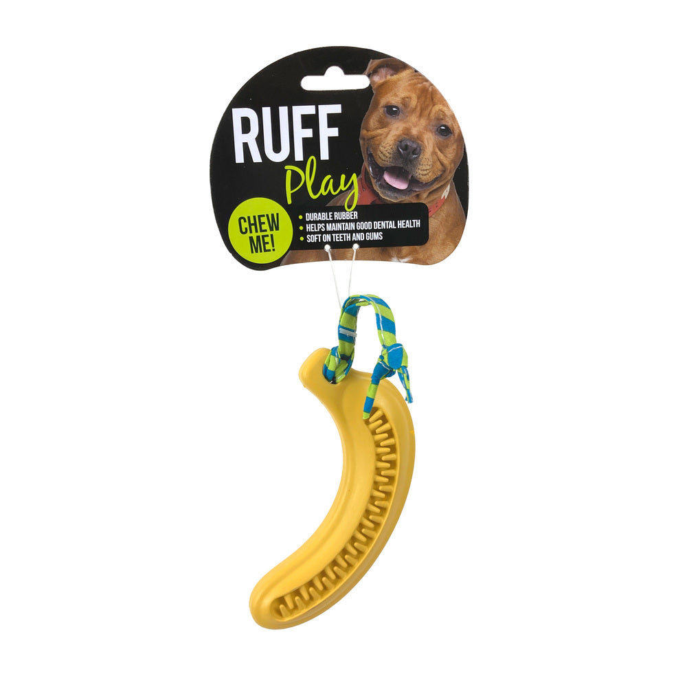 Play Ruff Dog Ruff Play Rubber Dental Banana Dog Toy - Pet Essentials