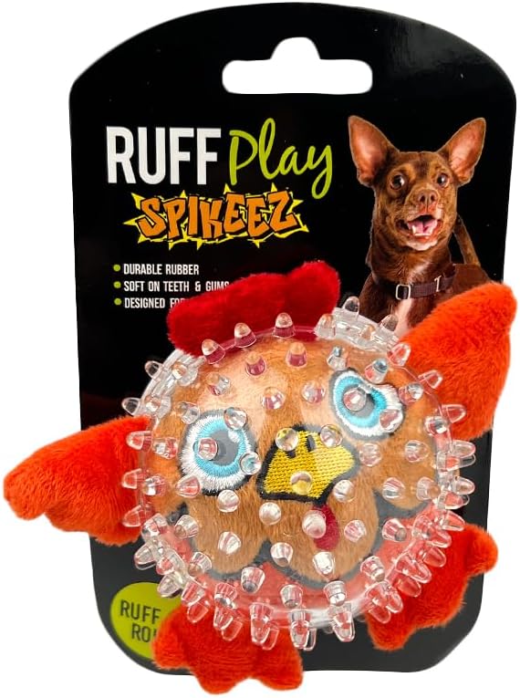 Ruff Play Spiky Squeaky Bird Orange Dog Toy - Pet Essentials