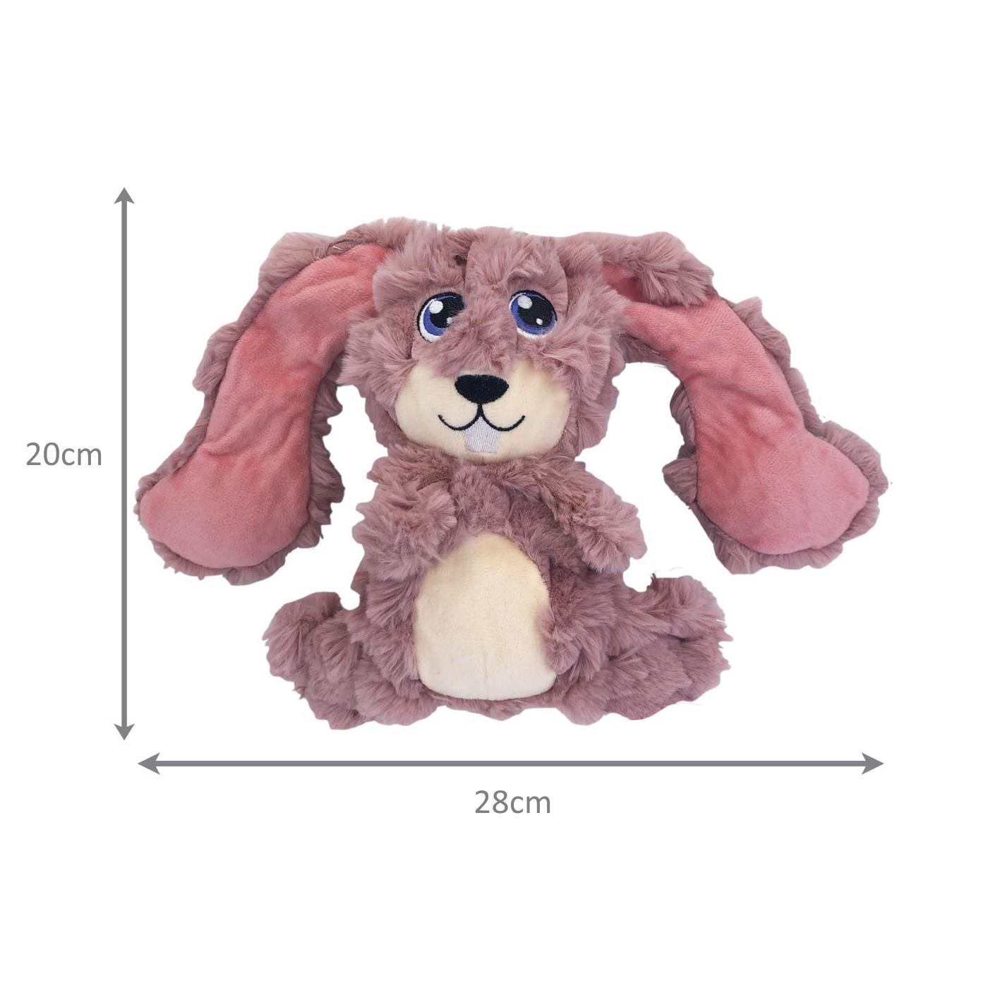 Kong Scrumplez Tug Squeaker Pink Bunny Dog Toy size guide, Pet Essentials Warehouse